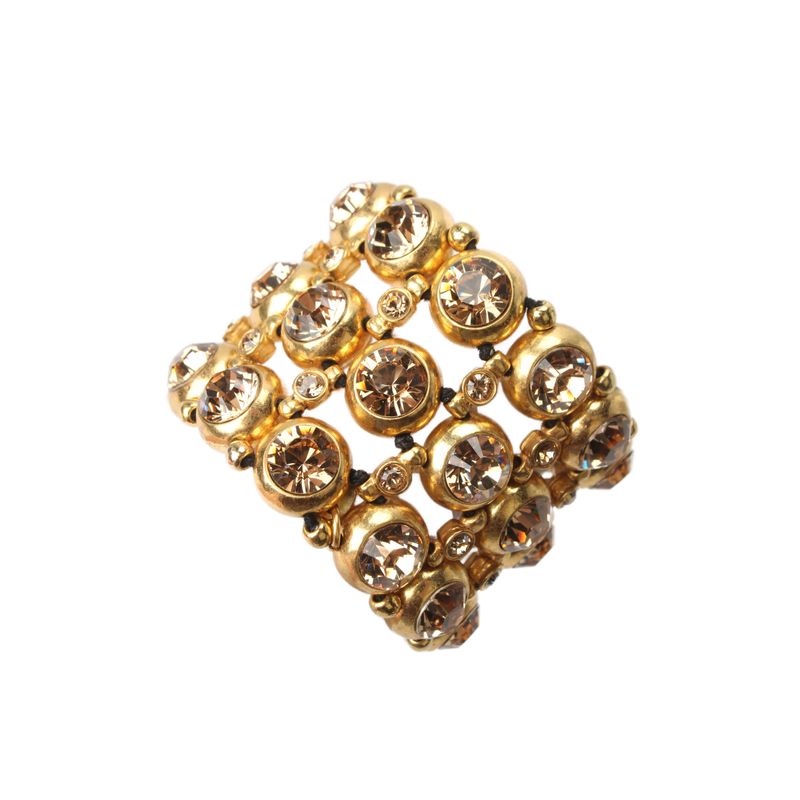 Phillipe Audibert Womens Gold Tone Champagne Crystal Wide Stretch Bracelet Os